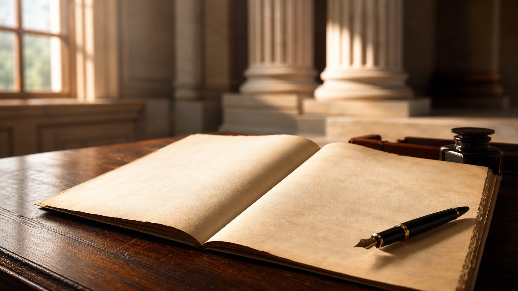 Blank civic document on a desk representing natural rights and liberty