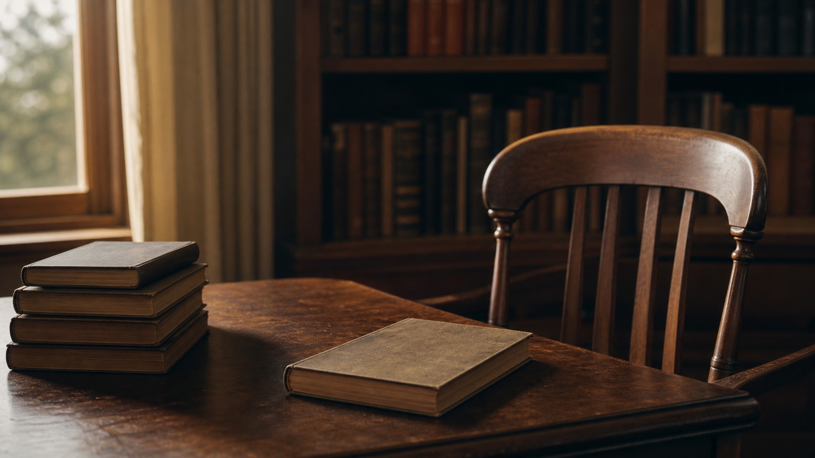 Quiet study with books and chair representing conservative liberty
